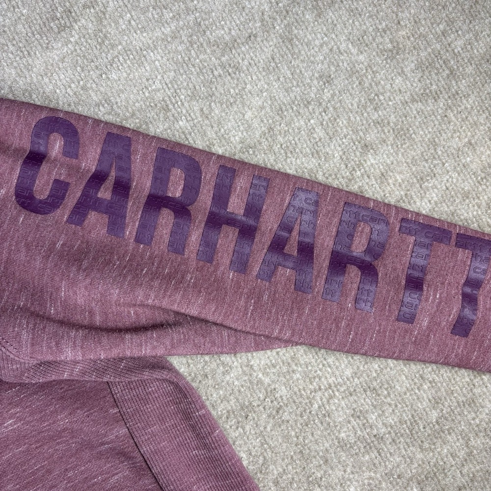 Carhartt Womens Small Relaxed Fit Sweatshirt Purple Spell Out Crewneck - Picture 3 of 8